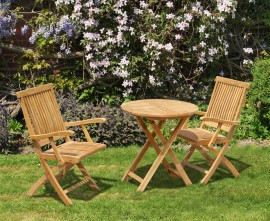 Lymington 2 Seater Round Folding Table with Oxburgh Armchairs