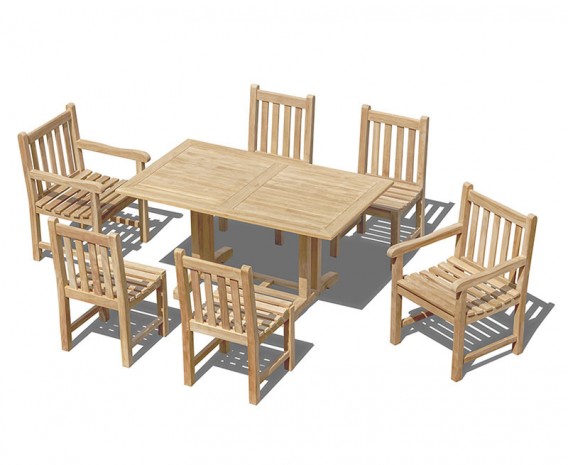 Cornwall 6 Seater Rectangular 1.5m Table with York Chairs