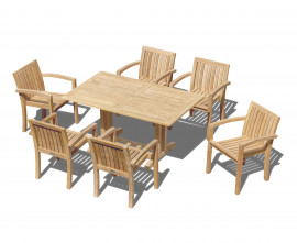 Cornwall 6 Seater Rectangular 1.5m Table with Antibes Stacking Chairs