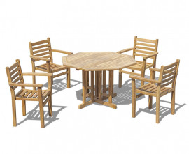 Berwick 1.2m Octagonal Gate Leg Table and 4 Sussex Stacking Armchair Set