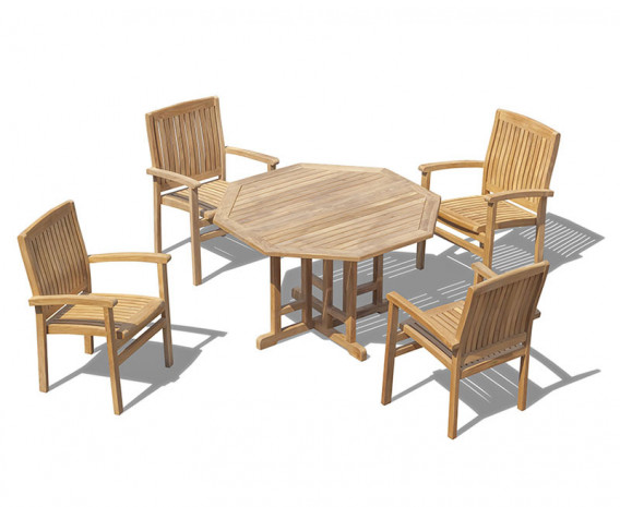 Berwick 1.2m Octagonal Gate leg Table and 4 Cannes Stacking Chairs Set