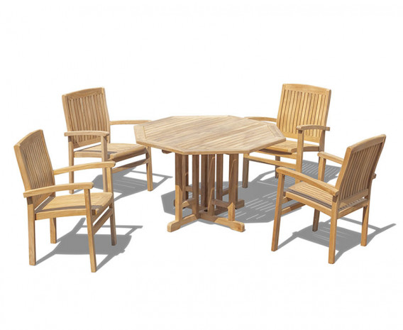 Berwick 1.2m Octagonal Gate leg Table and 4 Cannes Stacking Chairs Set