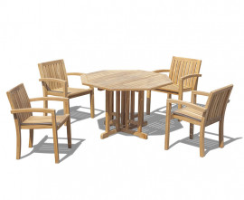 Berwick 1.2m Octagonal Gate Leg Table and 4 Antibes Stacking Chairs Set
