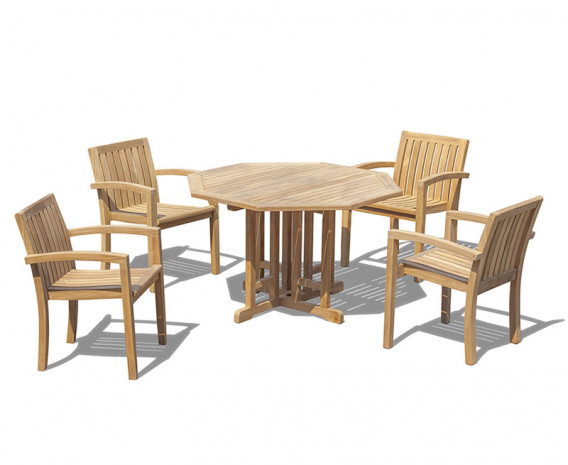 Berwick 1.2m Octagonal Gate Leg Table and 4 Antibes Stacking Chairs Set