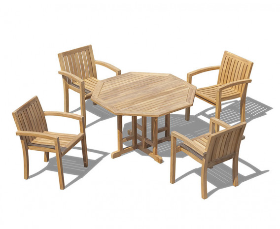 Berwick 1.2m Octagonal Gate Leg Table and 4 Antibes Stacking Chairs Set