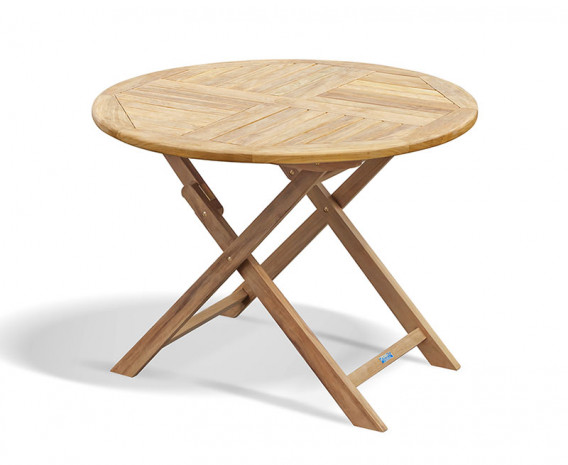 Lymington Teak Round Folding Garden Table - 1m