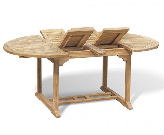 Oxburgh Teak Extendable Garden Dining Table, Double Leaf – 1.2 - 1.8m