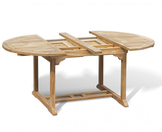 Oxburgh Teak Extendable Garden Dining Table, Double Leaf – 1.2 - 1.8m