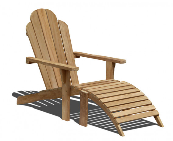 Teak Wood Adirondack Chair and Footrest