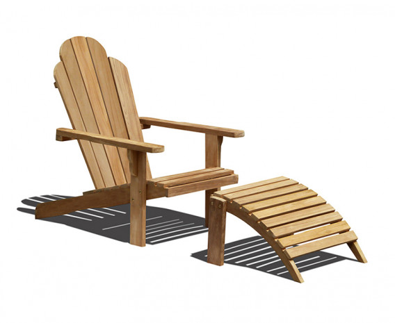 Teak Wood Adirondack Chair and Footrest