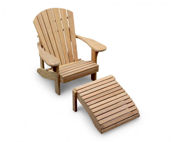 New England Teak Adirondack Chair with Footrest