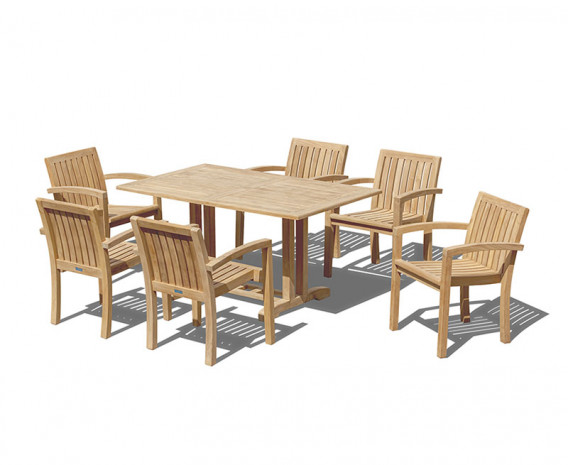 Cornwall 6 Seater Rectangular 1.5m Table with Antibes Stacking Chairs