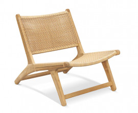 Flat Weave Teak and Rattan Lounge Chair