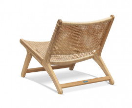 Flat Weave Teak and Rattan Lounge Chair