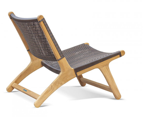 Flat Weave Teak and Rattan Lounge Chair