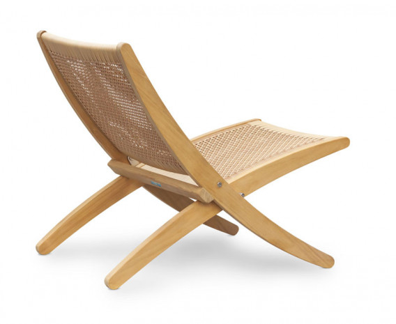 Foldable Teak and Rattan Lounge Chair