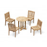 4 seater round teak outdoor dining set with stacking chairs