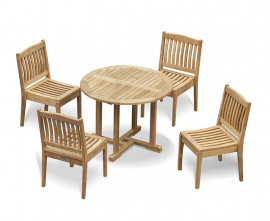 4 seater teak outdoor dining set with stackable chairs