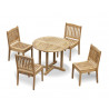 4 seater teak outdoor dining set with stackable chairs