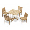 4 seater teak outdoor dining set with stacking chairs