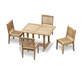 4 seater teak outdoor dining set with stacking chairs