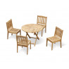 4 seater outdoor dining set with folding teak table and stacking chairs