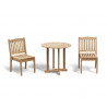 2 seater round teak outdoor garden dining set with stackable chairs