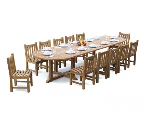 Winchester 12 Seater Teak 4m Oval Table and Chairs Set