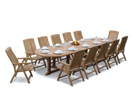 Winchester 12 Seater Teak 4m Oval Table with Bali Recliner Chairs
