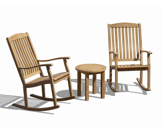 Teak Rocking Chairs with Side Table Set