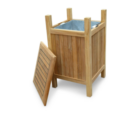 Square Teak Club Litter Bin