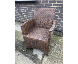 Azure Mocca Brown Flat Weave Armchair - New: End of Line