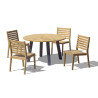 Diskus Teak and Steel Table with Solana Teak Stackable Chairs