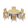Diskus Teak & Steel Dining Set with Teak Stacking Chairs