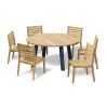 Diskus 6 Seater Teak & Metal 1.5m Dining Set with Solana Stacking Chairs