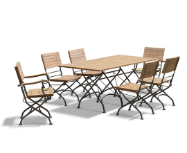 Café 1.8m Table, Armchairs and Chairs in Raven Black