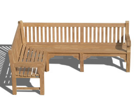 Aerial view of Gladstone Teak Outdoor Corner Bench - Left Orientation