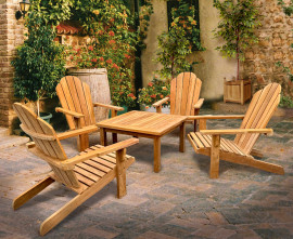 Adirondack 4 Seat Lounge Set with Gladstone Square Coffee Table - 90cm