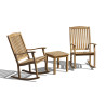 Square 50cm Teak Table and 2 Rocking Chairs Garden Set