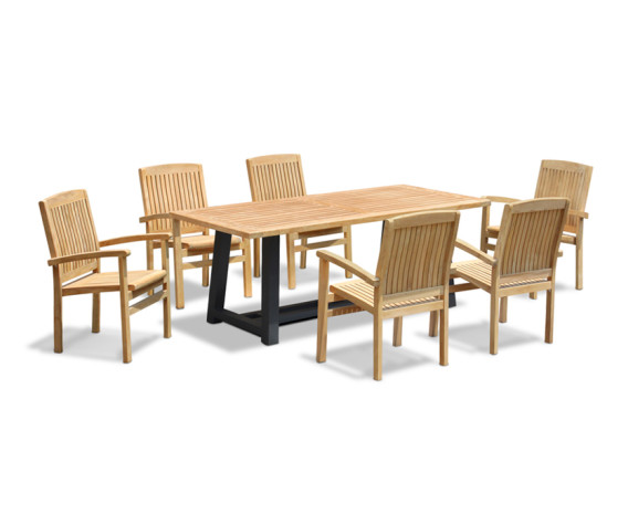 Blackrock 2m Trestle Table and 6 Cannes Stacking Chairs Set
