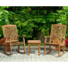 Square 50cm Teak Table and 2 Rocking Chairs Garden Set