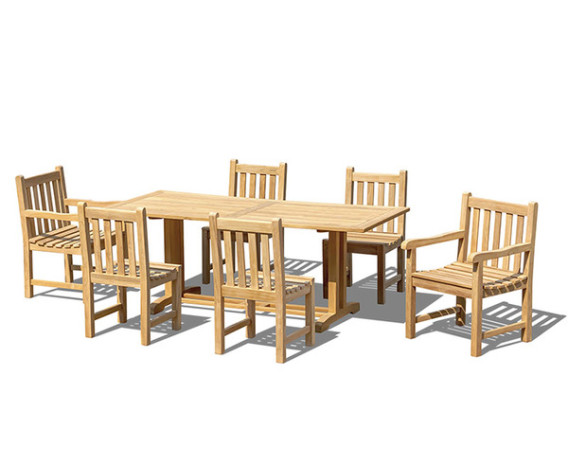 Cornwall 6 Seater Table, 2 York Armchairs and 4 York Chairs Dining Set