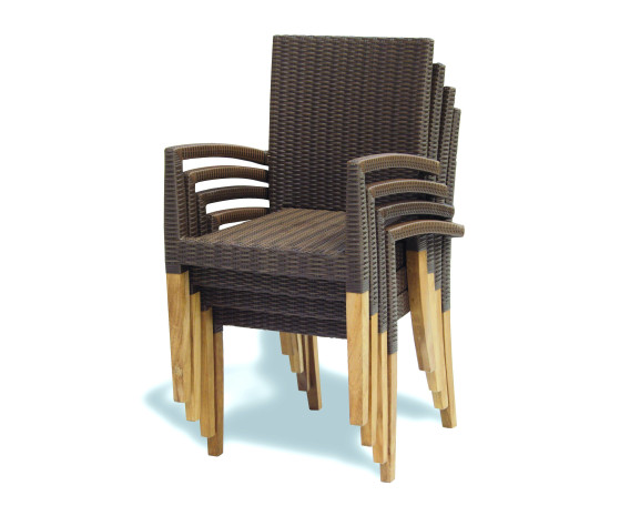Blackrock 8-Seater Teak Dining Table and St. Moritz Stacking Chairs Set