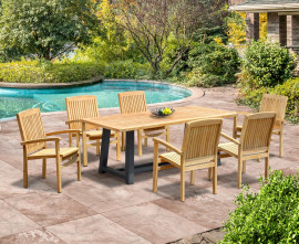 Blackrock 2m Trestle Table and 6 Cannes Stacking Chairs Set