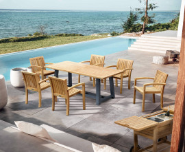 Blackrock 2m Garden Table and 6 Antibes Stacking Chairs Set