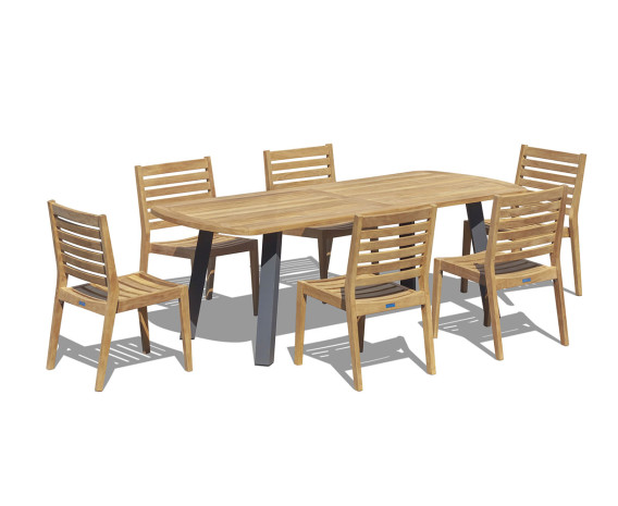 Diskus 2.2m Teak and Steel Table and 6 Solana Chairs Set