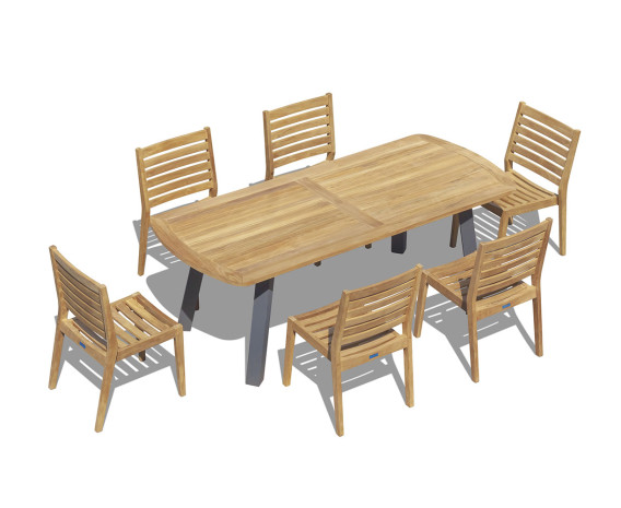 Diskus 2.2m Teak and Steel Table and 6 Solana Chairs Set