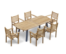 Diskus 220cm Oval Dining Table and 6 Sussex Stacking Armchairs Set