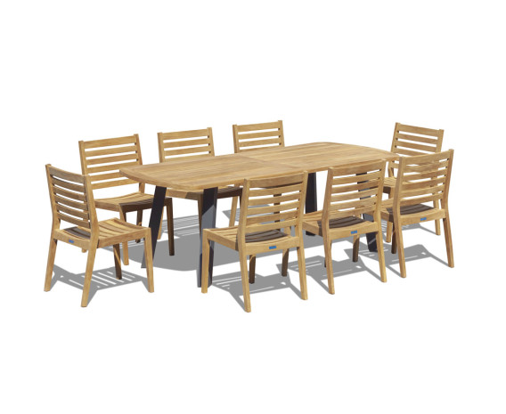 Diskus Oval Garden Dining Table and 8 Solana Chairs Set