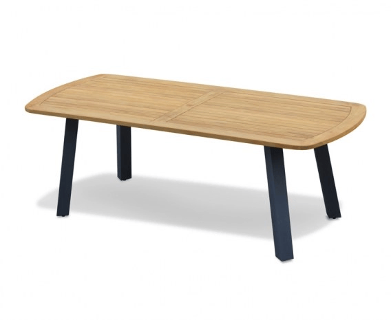 Diskus 2.2m Oval Teak and Steel Table and 6 Lumo Stacking Chairs